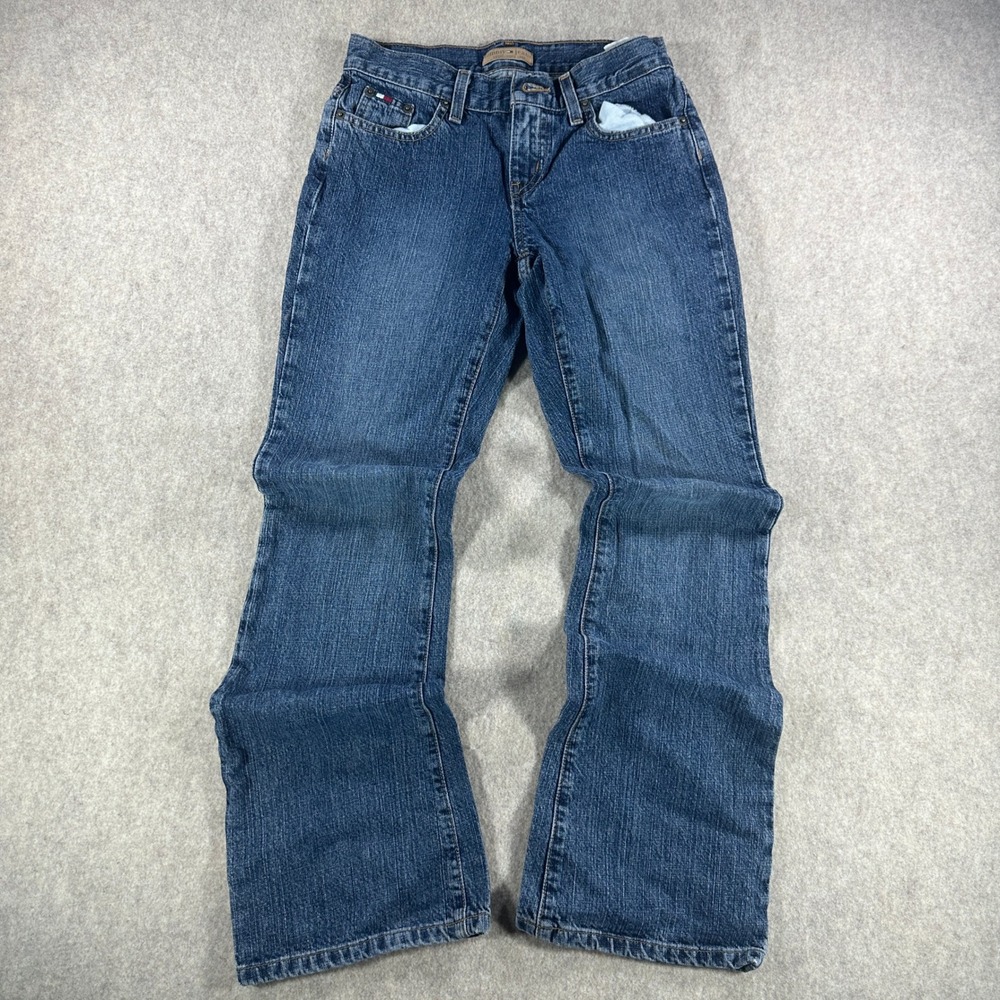 Y2K Tommy Hilfiger Jeans Womens Size 1 Bootcut Dark Wash Low Rise Cotton Denim